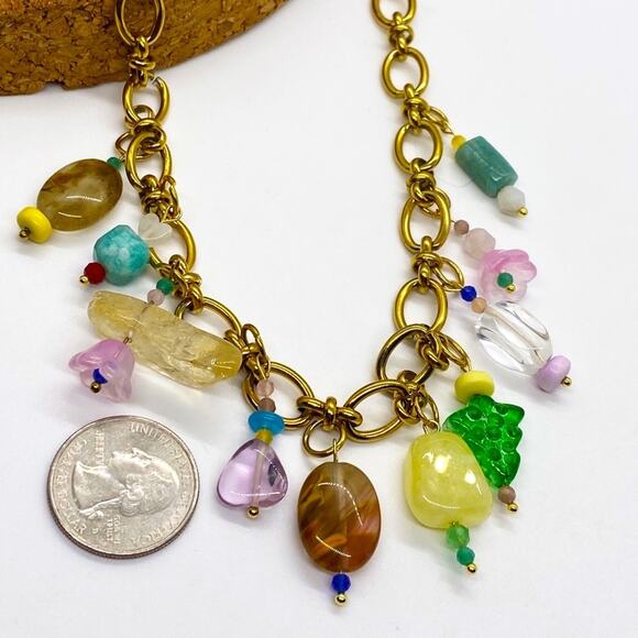 NEW Funky Glass Chunky Charm Necklace - Picture 16 of 16